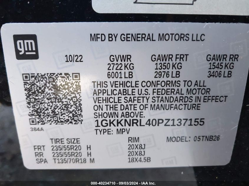 1GKKNRL40PZ137155 2023 GMC Acadia Awd Sle