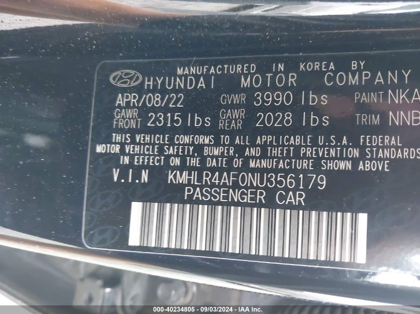 KMHLR4AF0NU356179 2022 Hyundai Elantra N Line