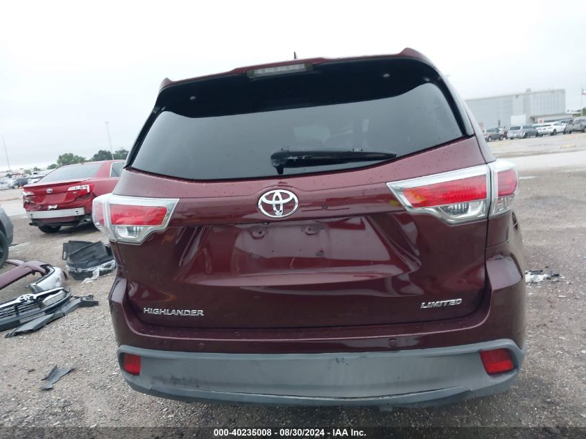 2014 Toyota Highlander Limited V6 VIN: 5TDYKRFH5ES014124 Lot: 40235008