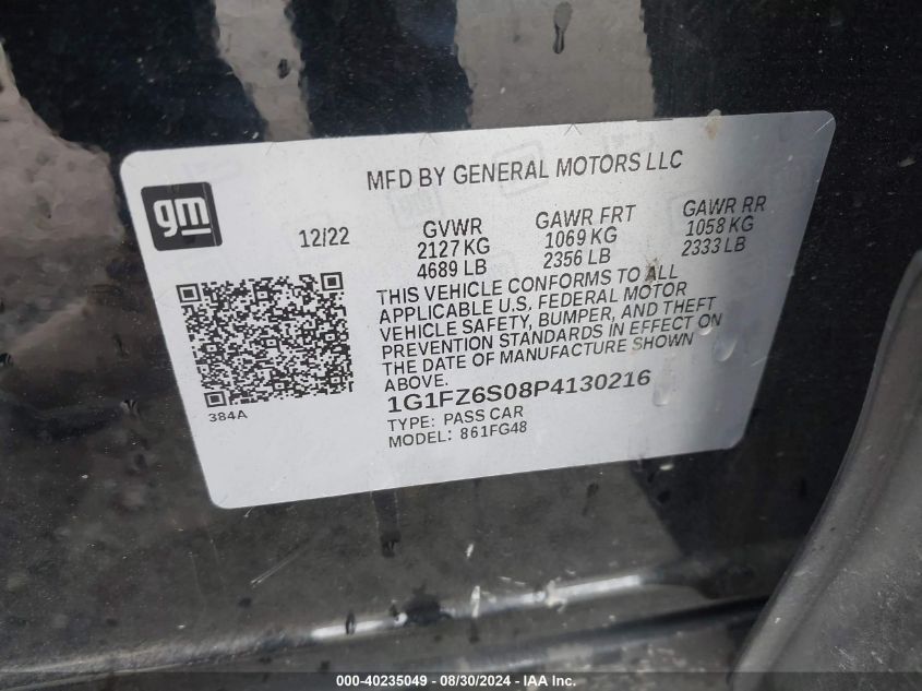 2023 Chevrolet Bolt Euv Fwd Premier VIN: 1G1FZ6S08P4130216 Lot: 40235049