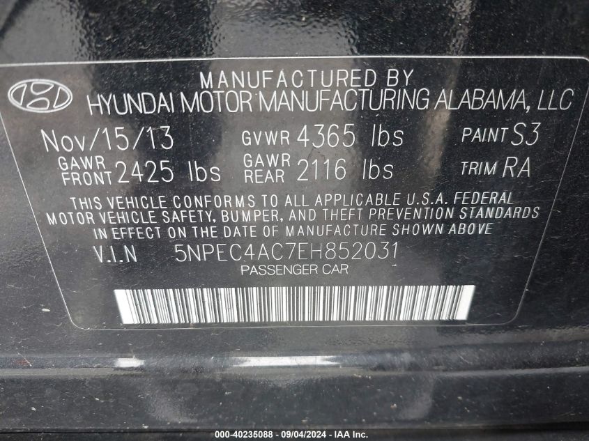 2014 HYUNDAI SONATA LIMITED - 5NPEC4AC7EH852031