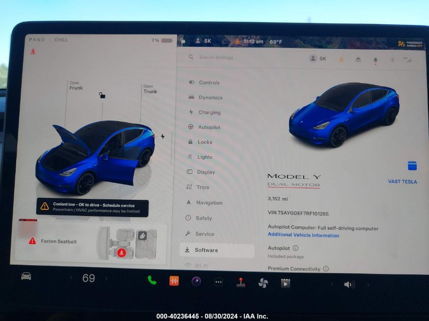 2024 Tesla Model Y Performance Dual Motor All-Wheel Drive VIN: 7SAYGDEF7RF101265 Lot: 40236445