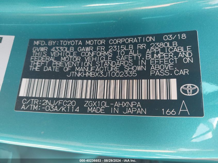 JTNKHMBX3J1002335 2018 Toyota C-Hr Xle