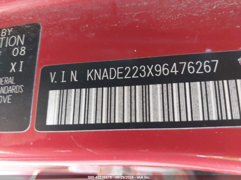 KNADE223X96476267 2009 Kia Rio Sx