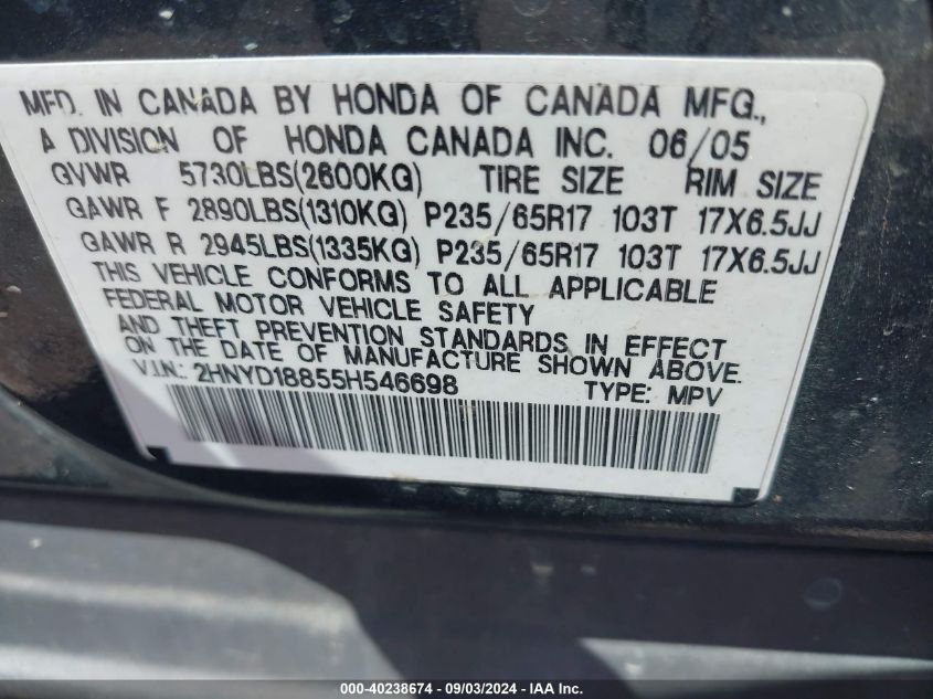 2HNYD18855H546698 2005 Acura Mdx