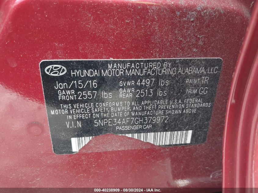 2016 HYUNDAI SONATA SPORT - 5NPE34AF7GH379972