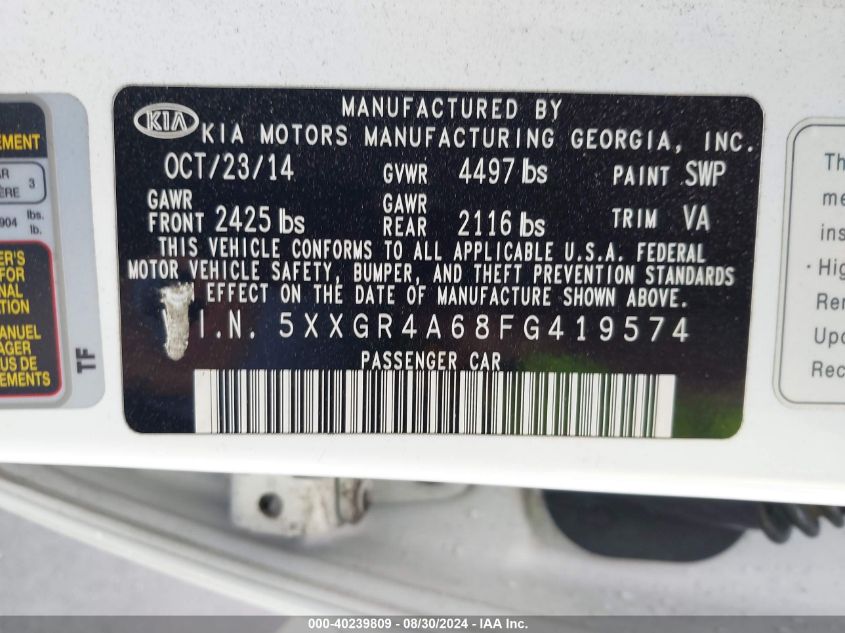 2015 KIA OPTIMA SX TURBO - 5XXGR4A68FG419574