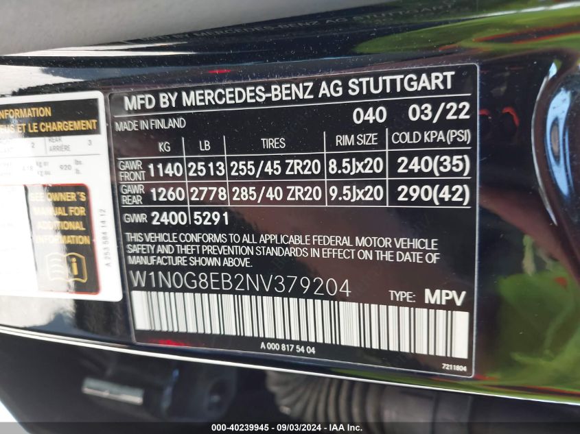 W1N0G8EB2NV379204 2022 Mercedes-Benz Glc 300 4Matic Suv