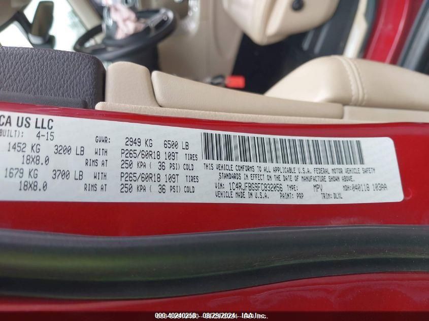 2015 Jeep Grand Cherokee Limited VIN: 1C4RJFBG9FC832056 Lot: 40240258