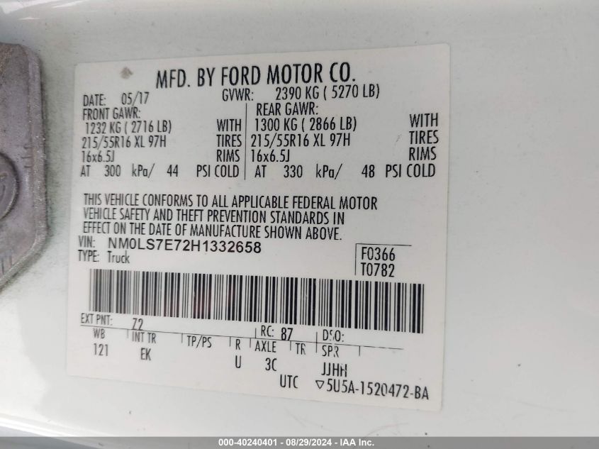 NM0LS7E72H1332658 2017 Ford Transit Connect Xl