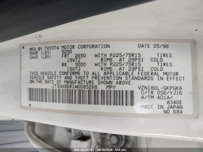 JT3GN86R1W0085268 1998 Toyota 4Runner Sr5 V6