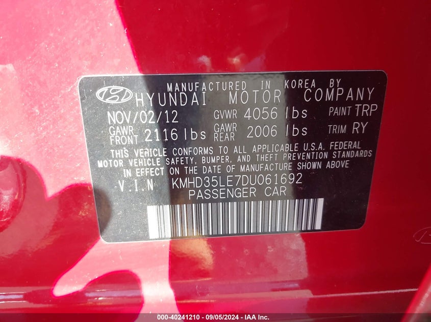 KMHD35LE7DU061692 2013 Hyundai Elantra Gt