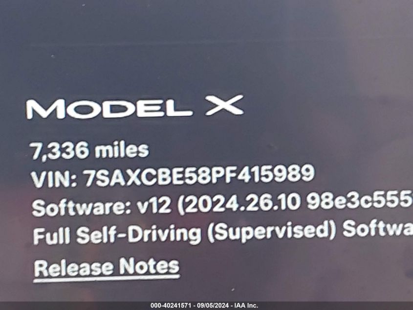 2023 Tesla Model X VIN: 7SAXCBE58PF415989 Lot: 40241571