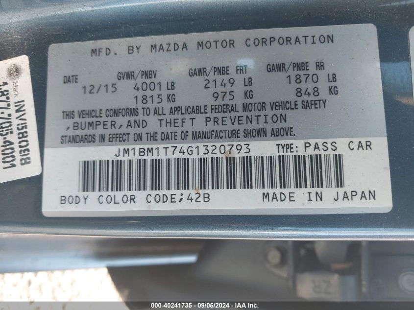 JM1BM1T74G1320793 2016 Mazda Mazda3 Sport