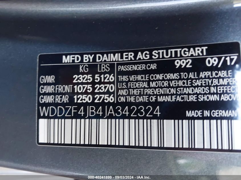 WDDZF4JB4JA342324 2018 Mercedes-Benz E 300