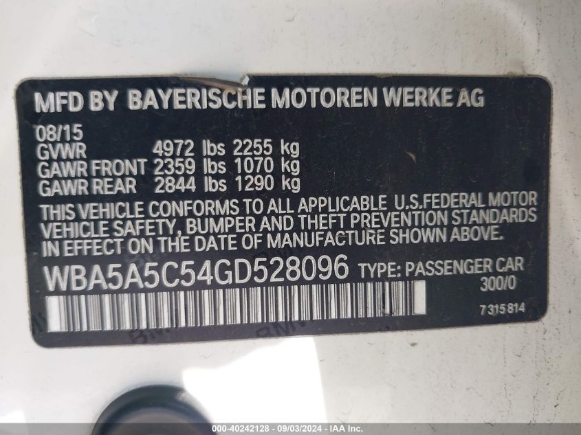 WBA5A5C54GD528096 2016 BMW 528I