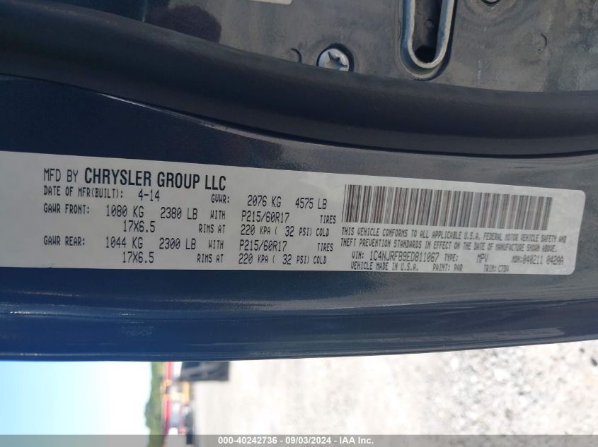 1C4NJRFB9ED811067 2014 Jeep Patriot Latitude