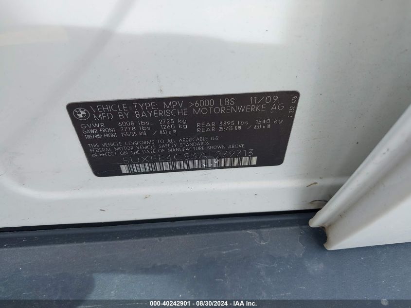 5UXFE4C53AL279713 2010 BMW X5 xDrive30I