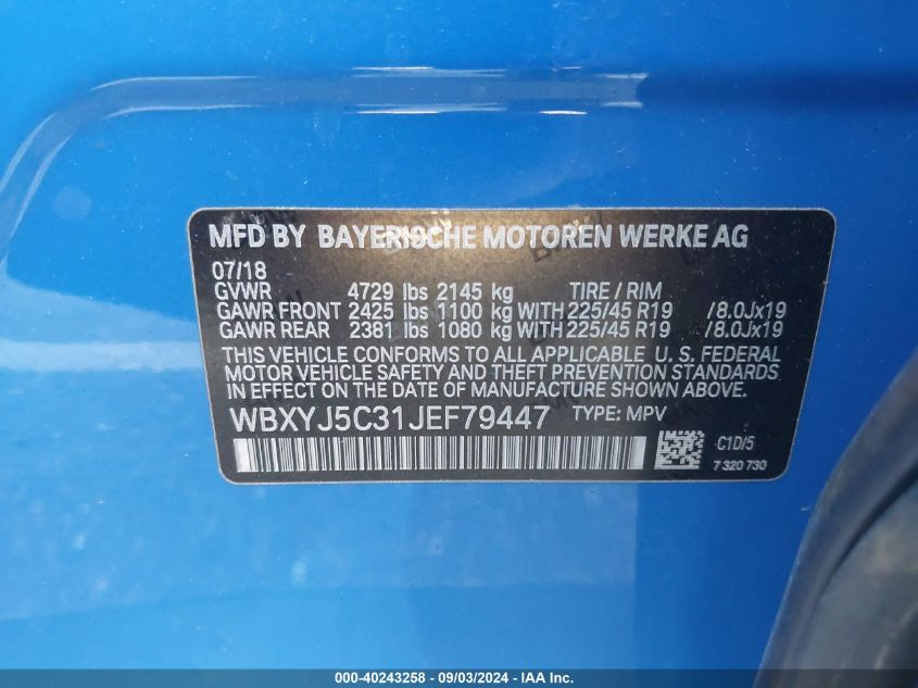 WBXYJ5C31JEF79447 2018 BMW X2 xDrive28I