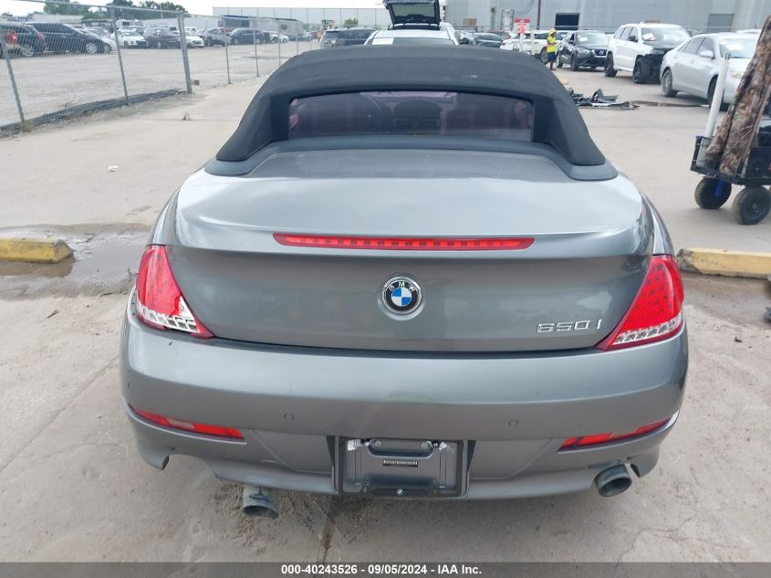 2008 BMW 650I VIN: WBAEB53568CX60963 Lot: 40243526