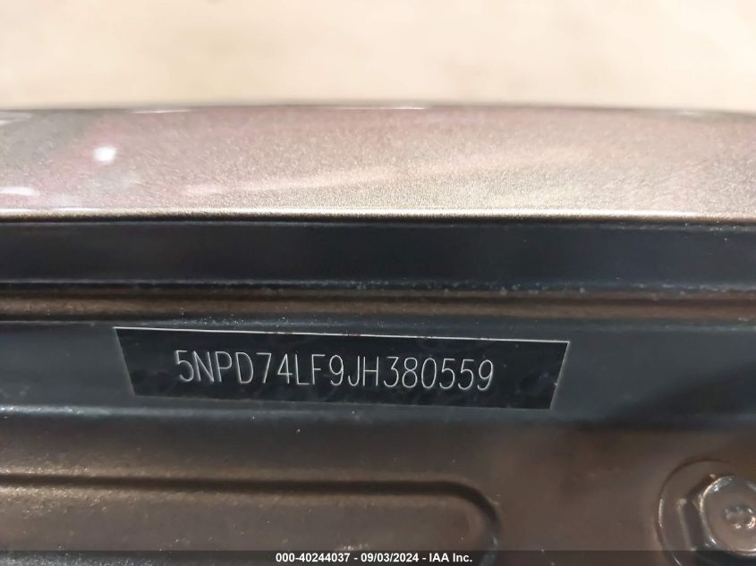 2018 HYUNDAI ELANTRA VIN: 5NPD74LF9JH380559