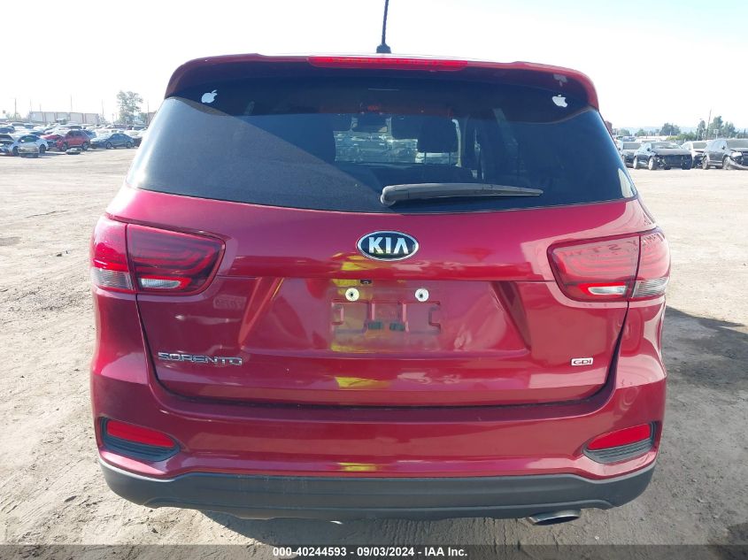 2019 Kia Sorento 2.4L Lx VIN: 5XYPG4A34KG500203 Lot: 40244593