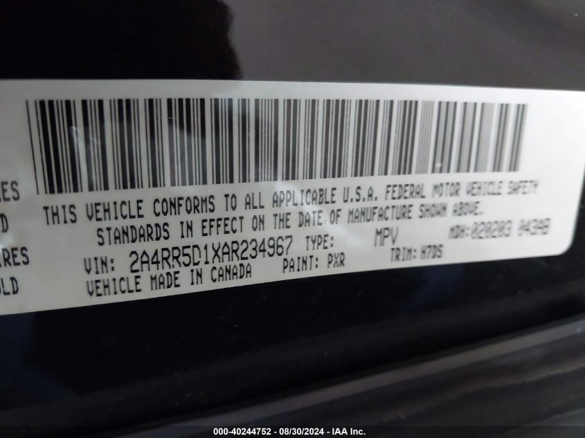 2010 Chrysler Town & Country Touring VIN: 2A4RR5DX0AR152069 Lot: 40244752