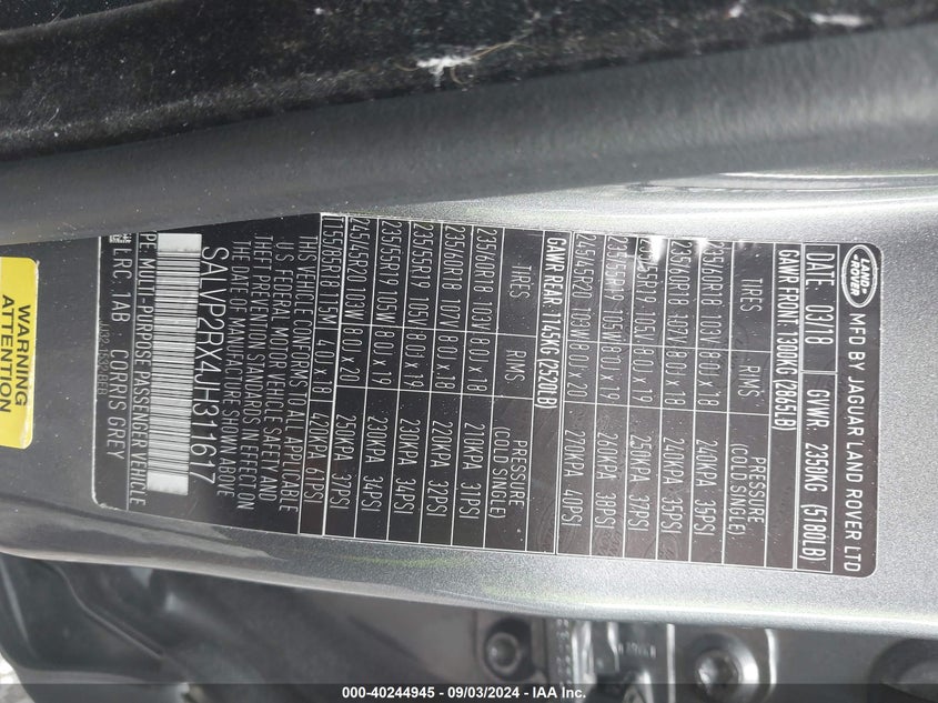 2018 LAND ROVER RANGE ROVER EVOQUE SE - SALVP2RX4JH311617