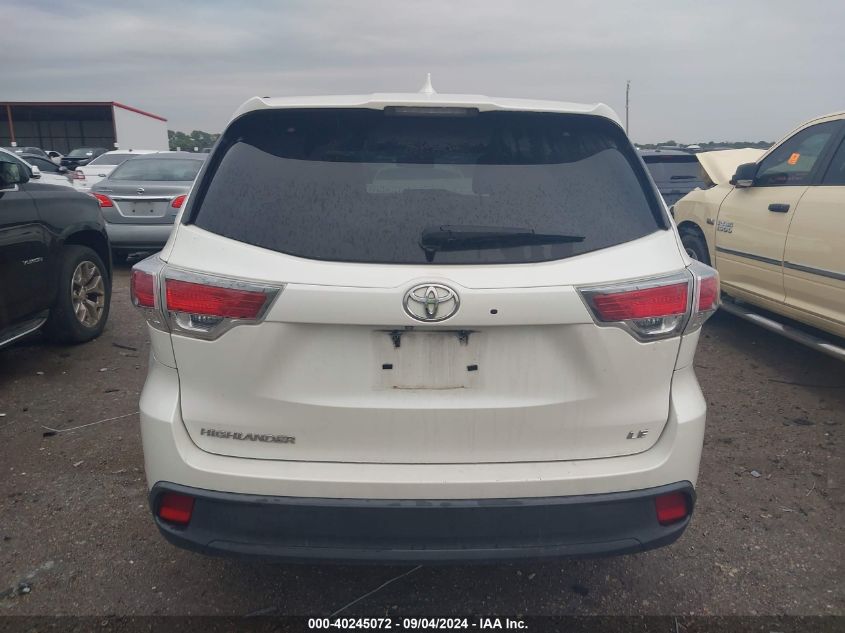 2014 Toyota Highlander Le/Le Plus VIN: 5TDZKRFH0ES016559 Lot: 40245072