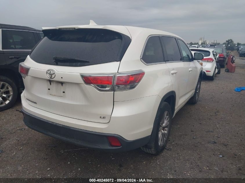 2014 Toyota Highlander Le/Le Plus VIN: 5TDZKRFH0ES016559 Lot: 40245072