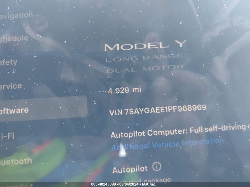 2023 Tesla Model Y VIN: 7SAYGAEE1PF968969 Lot: 40245099