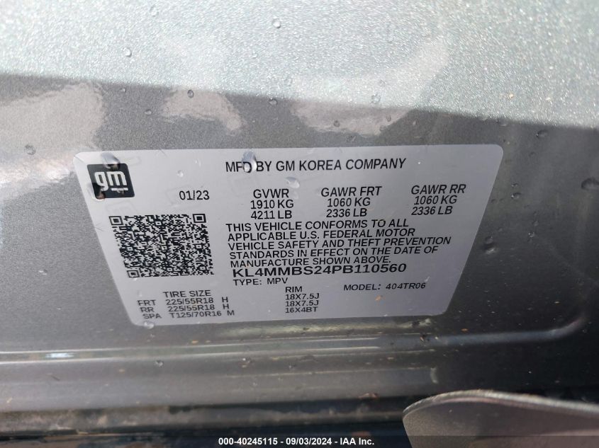 2023 Buick Encore Gx Preferred Fwd VIN: KL4MMBS24PB110560 Lot: 40245115