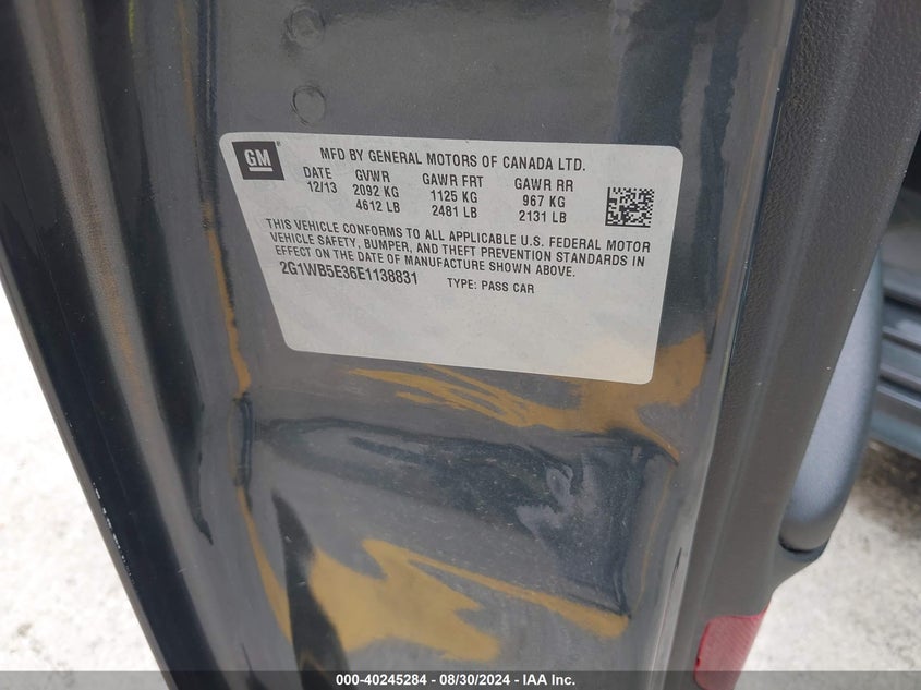 2G1WB5E36E1138831 2014 Chevrolet Impala Limited Lt