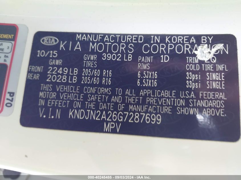 KNDJN2A26G7287699 2016 Kia Soul