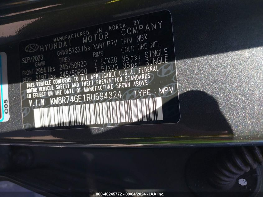 KM8R74GE1RU694324 2024 Hyundai Palisade Calligraphy