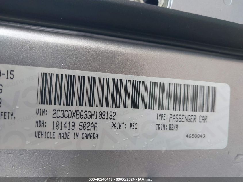 2016 DODGE CHARGER SE - 2C3CDXBG3GH109132