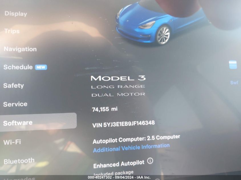 2018 Tesla Model 3 VIN: 5YJ3E1EB9JF146348 Lot: 40247302