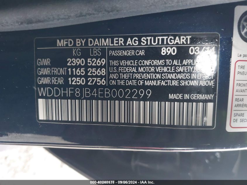 WDDHF8JB4EB002299 2014 Mercedes-Benz E 350 4Matic