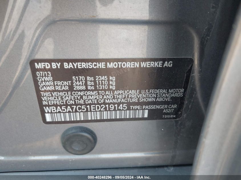 WBA5A7C51ED219145 2014 BMW 528I Xi