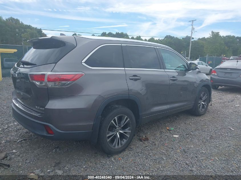 2016 Toyota Highlander Xle VIN: 5TDJKRFH3GS257726 Lot: 40248340