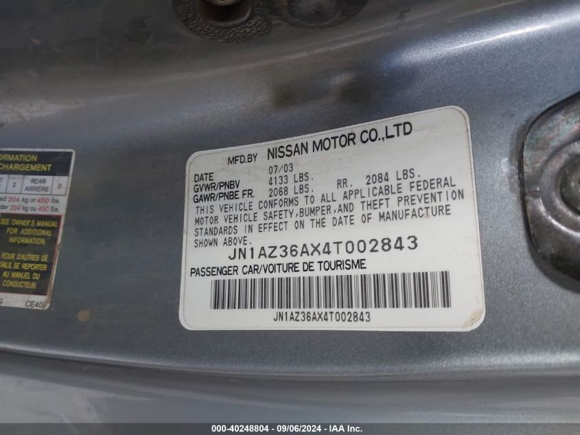 JN1AZ36AX4T002843 2004 Nissan 350Z Touring