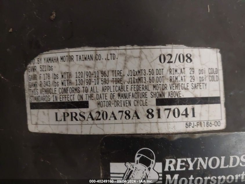 2008 YAMAHA YW50 - LPRSA20A78A817041