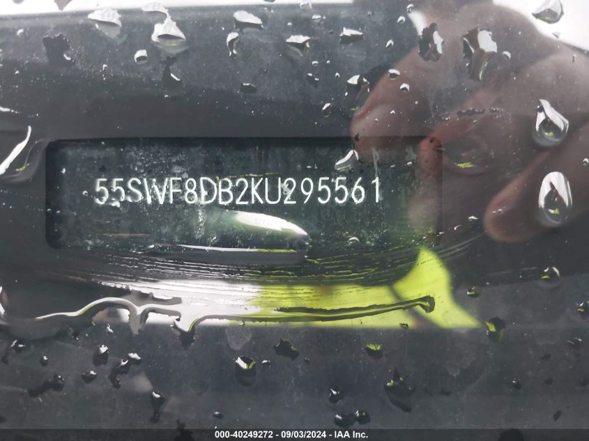 2019 Mercedes-Benz C 300 VIN: 55SWF8DB2KU295561 Lot: 40249272