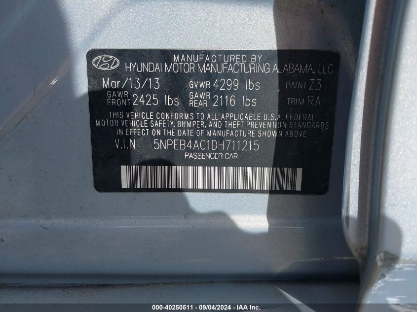 2013 HYUNDAI SONATA GLS - 5NPEB4AC1DH711215