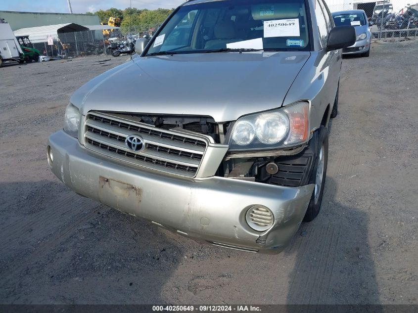 2002 Toyota Highlander VIN: JTEHD21A120016314 Lot: 40250649