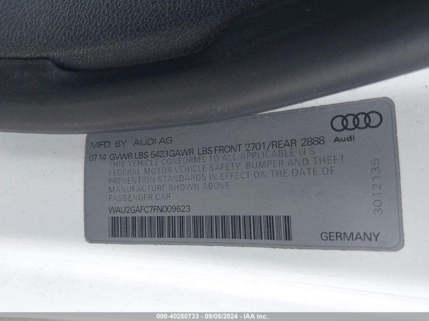 WAU2GAFC7FN009623 2015 Audi A7 Prestige