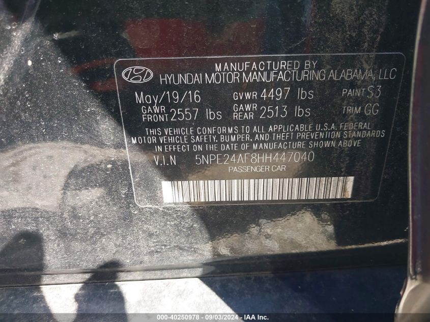 2017 HYUNDAI SONATA - 5NPE24AF8HH447040