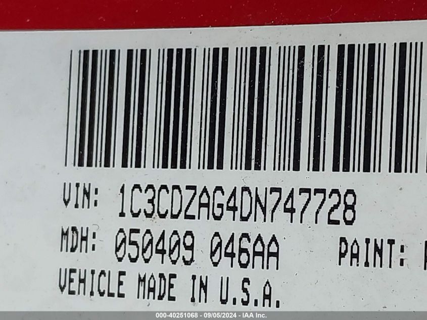 2013 DODGE AVENGER SE - 1C3CDZAG4DN747728