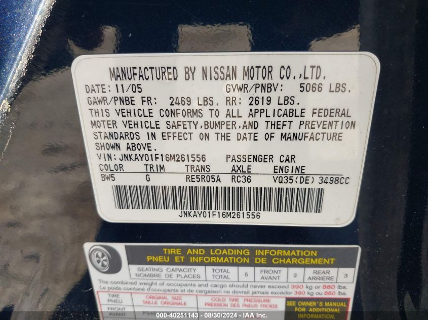 JNKAY01F16M261556 2006 Infiniti M35X