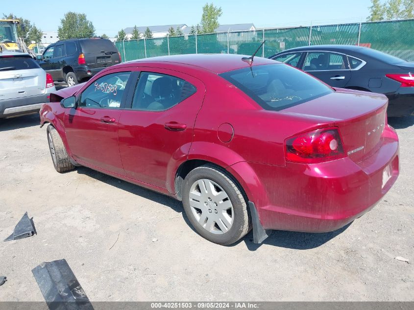 2014 Dodge Avenger Se VIN: 1C3CDZAG3EN224167 Lot: 40251503